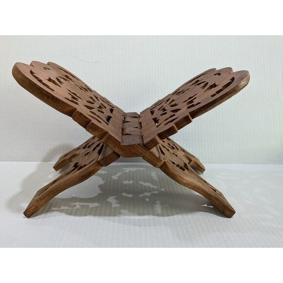 Vintage Hand Carved‎ Foldable Wooden Book Holder/Stand - Picture 4 of 12